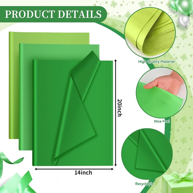 Hlonon 30 Sheets Green Tissue Paper for Gift Bags, Assorted Green Tissue Paper Wrap Bulk for Decoration Weddings Birthday DIY Project Saint Patrick's Day Christmas Wrapping Crafts Decor, 14 X 20 Inches - Image 2